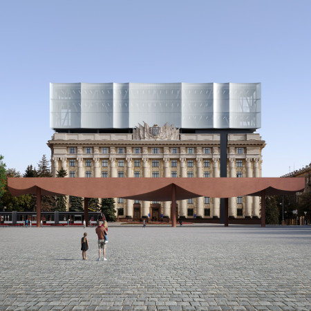 A Canopy of Crushed Bricks and Concrete Integrates History and Public Space in Kharkiv