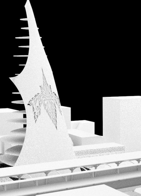 Spiral Form Crafted from Charred Wood Shingles and Transparent Facades Serving as a Community Nexus