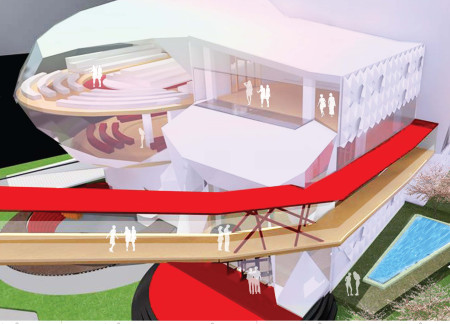 Iridescent Facade and Roof Runway Crafted from Aluminum Composite Panels and Steel for a Fashion-Centric Space