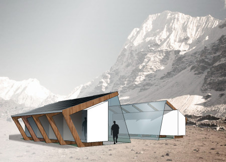 Charred Wooden Shingles and Photovoltaic Panels in a Multi-Tiered Himalayan Shelter