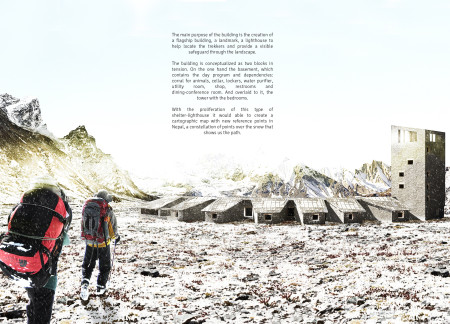 Charred Wooden Shingles and Stone Walls Create a Resilient Shelter for Trekkers