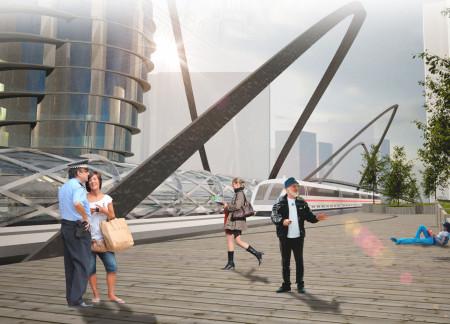 Floating Structure of Transparent Glass and Sustainable Concrete Celebrating Textile Heritage