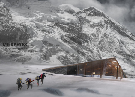 Dark Stone and Etfe Skin Merging Community Spaces in a High-Altitude Retreat