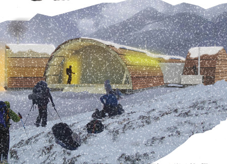 Yak Wool Insulation and Gabion Foundations in Modular Mountain Shelter