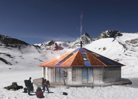 Circular Retreat Featuring Photovoltaic Copper Roof and Local Stone Elements