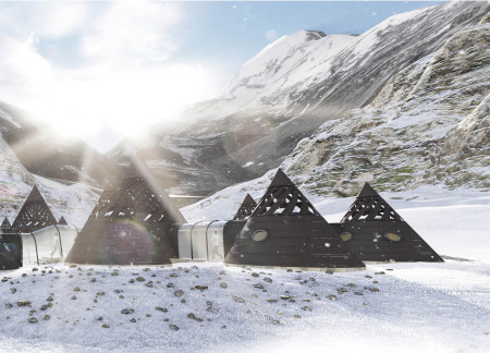 Wind-Resistant Conical Huts Crafted from Lightweight Composite Materials for Alpine Shelter