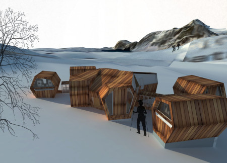 Hexagonal Adobe Habitat with Teak and Sal Timber Integration in High-Altitude Environment
