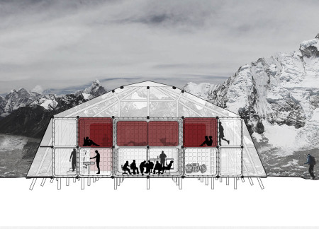 Inflatable Shelters Featuring Polycarbonate and Wood for High-Altitude Trekking Communities