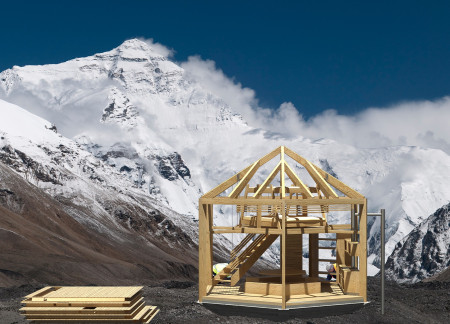 Timber Habitability Merged with Renewable Energy in a Hexagonal Mountain Retreat