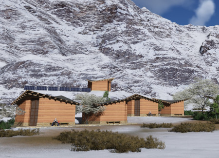 Rammed Earth Units with Parabolic Roofs for Sustainable Trekkers' Shelter