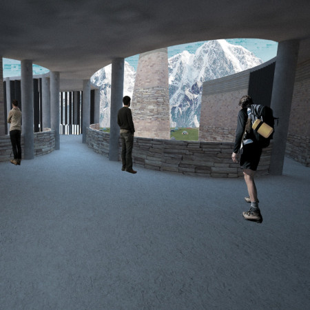 Mud Brick Structure with Natural Stone and Timber Integration for Mountain Shelter