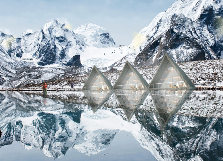 Geothermal Shelter Made with Double-Glazed Glass and Adaptable Synthetic Fabrics