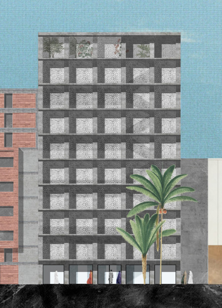 Memorial Facade and Integrated Gardens in a Community Library Constructed with Local Brick and Steel