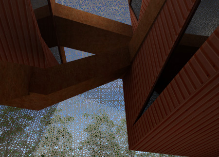 Recycled Steel Facade and Mesh Screens Define a Community-Centric Knowledge Hub