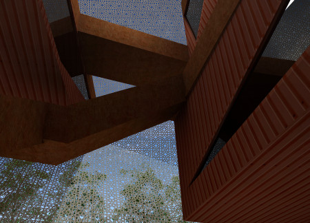 Sustainable Steel and Concrete Structure Integrates Perforated Mesh Facade in Community Learning Center