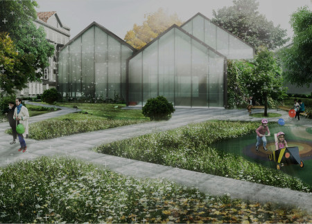 Self-Cleaning Concrete and Cross-Laminated Timber Create a Community Healing Space