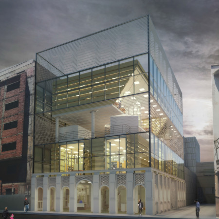 Charred Wood Shingles and Transparent Facade Define a Multifunctional Community Space