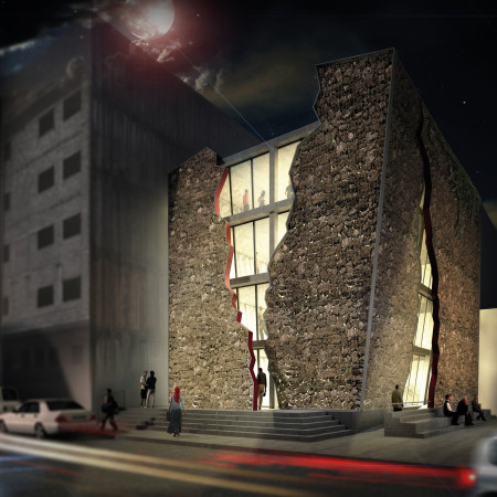 Rubble Facade and Glass Integration Foster Community Engagement in Cultural Remembrance Space