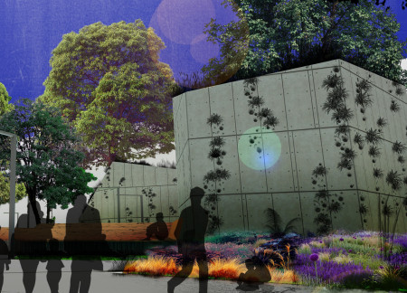 Charred Wood Shingles and Cross-Laminated Timber Panels in Multifunctional Urban Space