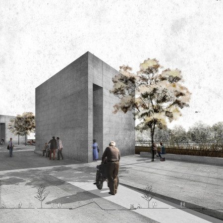 Charred Wood Shingles and Elevated Platforms Creating a Reflective Space for Commemoration