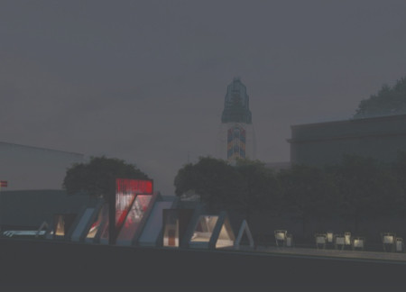 Light-Projecting Facade with Angular Forms Crafted from Sustainable Materials