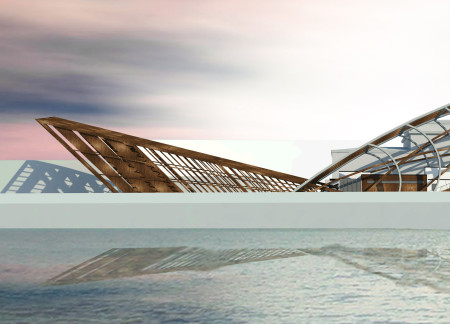 Curved Pavilions of Charred Wood and Glass Integrate Historical Reflection with Public Space