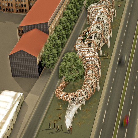 Serpentine Form Intertwined with Transparency and Timber in a Community Memorial