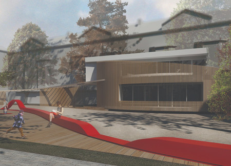 Healing Spaces Crafted with Charred Wooden Shingles and Natural Light in Healthcare Design