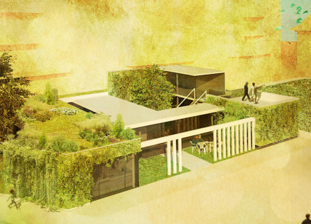 Living Wall Featuring Vegetated Screen and Sustainable Materials in Urban Community Hub