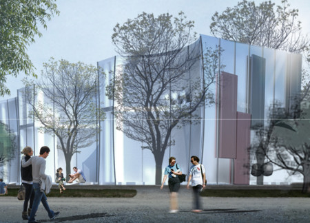 Translucent Polycarbonate Facade Enhancing Natural Light in a Geothermal Community Health Center