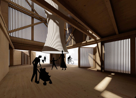 Timber-Structured Pavilion Featuring Natural Ventilation and Folding Walls for Enhanced Community Interaction