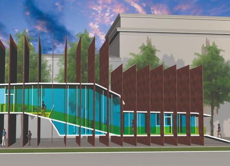 Corten Steel Fins and Curved Form Create a Memorial Reflecting Historical Unity