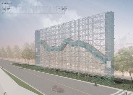 Flowing Pathway of Steel and Glass in a Commemorative Space