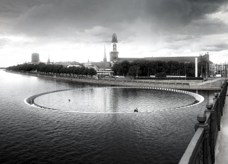 Reflective Concrete and Polished Marble Memorial Emphasizing Water and Light in Commemoration