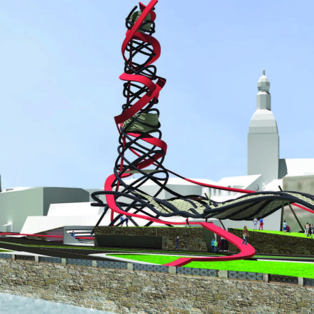 Spiraling Form of Translucent Canvas and Metal Inspires Community Engagement Along the Banks of the Daugava River