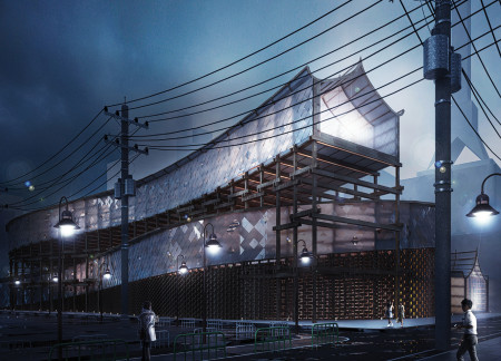 Translucent Glass Facade Paired with Traditional Joinery in a Multifunctional Community Hub