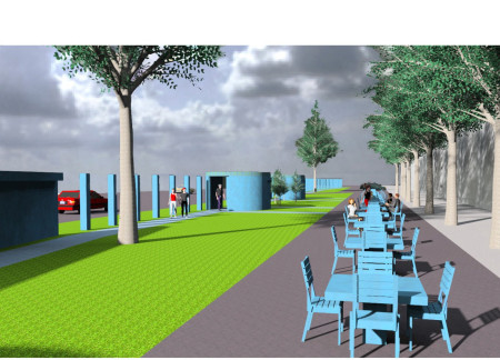 Reflective Aluminum Columns and Sustainable Landscaping for a Memorial Space