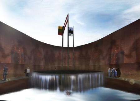 Corten Steel Structures and Reflective Water Features in a Commemorative Memorial Design