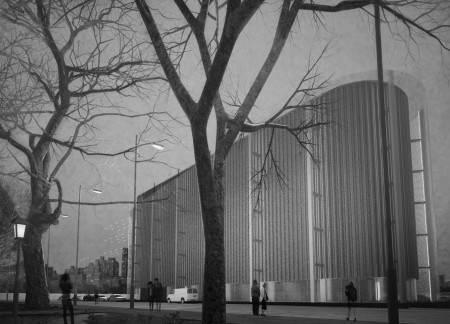 Reflective Metal Curtain Commemorating Resilience in an Open Space