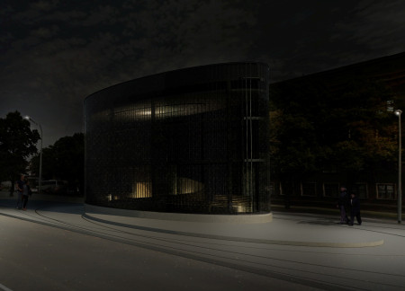 Translucent Glazing and Handprint Motifs Creating a Reflective Memorial Space