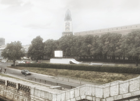 Charred Wood Elements and Glass Facades in a Multi-Level Community Space