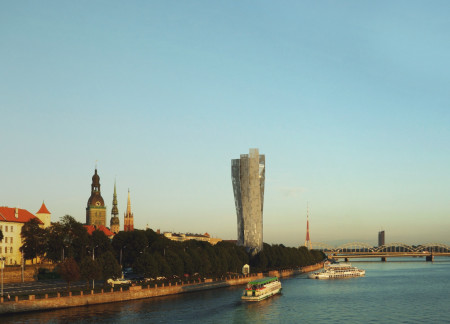 Towering Symbol of Resilience Crafted with Concrete and Glass Amidst Urban Unity