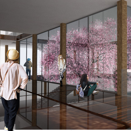 Metamaterials and Transparency Define a Cultural Center with Engineered Hardwood and Urban Integration