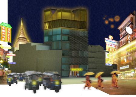 Translucent Facade of Polycarbonate and Concrete Shapes a Flexible Arts Hub