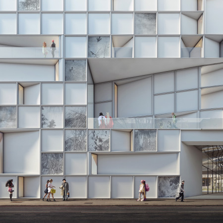 Charred Wooden Shingles and Glass Facade in a Flexible Learning Facility