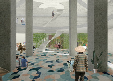 Biophilic Urban Oasis with Natural Wood and Sustainable Materials for Community Engagement