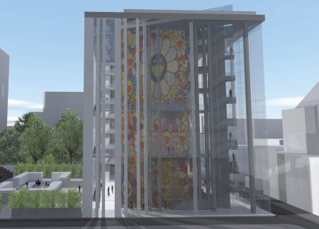 Mural-Embellished Glass Facade with Shoji Partitions in a Versatile Urban Workspace