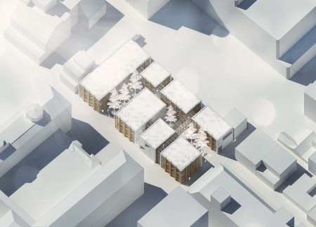 Textured Concrete Panels and Natural Wood Create a Versatile Community Workspace in Tokyo