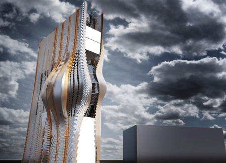 Curvilinear Design of Transparent Glass and Composite Materials in a Multi-Use Educational Hub