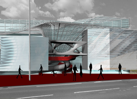 Dynamic Roof Structure with Transparent Glass Facades Creating Interactive Spaces for Technology Education